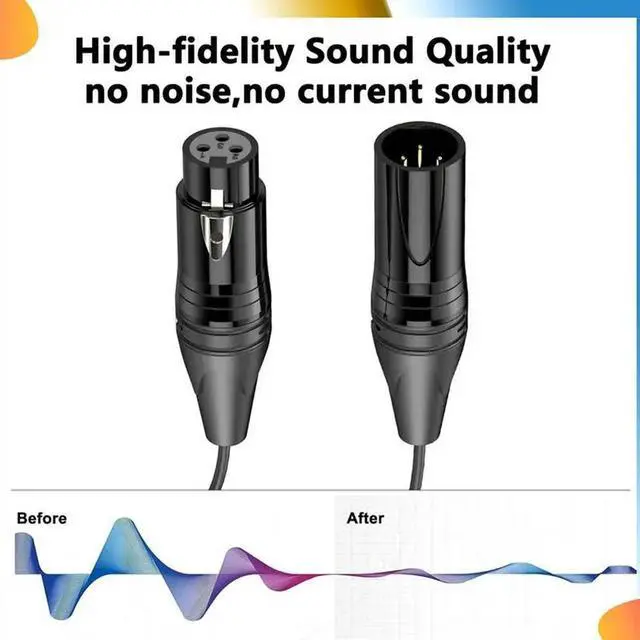 Alt view image 3 of 4 - XLR Cable XLR 3-Pin Male To Female Mic Cable Audio Adapter Cord For Microphone Mixer Speaker Amplifier