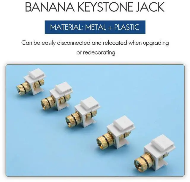 Alt view image 3 of 3 - Speaker Post Snap-in Banana Keystone Jack - White, 10Pcs