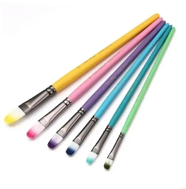Alt view image 2 of 4 - 6Pcs Watercolor Pen Paintbrush Nylon Hair Paint Brush Artist Oil Painting Brush