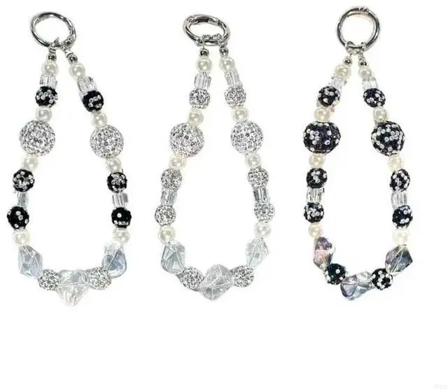 Alt view image 4 of 4 - Fashion Cellphone Lanyard Bracelet Strap Elegant Crystal Beaded Pendant Anti-Lost Wrist Chain Jewelry