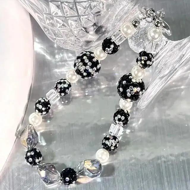 Alt view image 3 of 4 - Fashion Cellphone Lanyard Bracelet Strap Elegant Crystal Beaded Pendant Anti-Lost Wrist Chain Jewelry