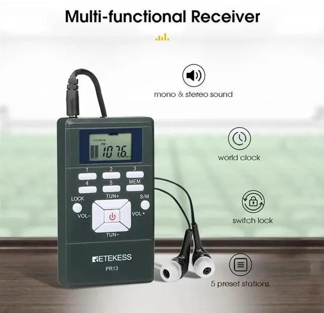 Alt view image 4 of 4 - PR13 Radio FM Stereo DSP Portable Receiver Mini PR13 Radio FM Stereo DSP Receiver Forguiding Church Conference Training