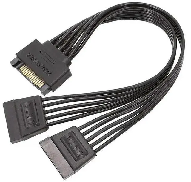 Alt view image 3 of 3 - 1 To 2/3/4/5-Port 15Pin SATA Splitter Adapter Converter Power Supply Cable Cord for PC Computer Hard Drive 4Pin 18AWG Wire