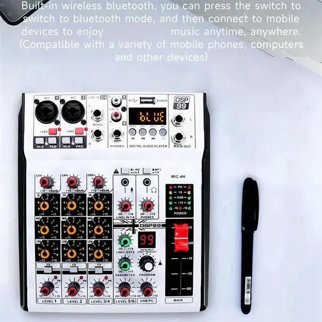 Alt view image 2 of 4 - Professional Digital 4 Channel Audio Mixer Sound Mixing Console Stereo Mixers Fordj Recording Karaoke Bar US Plug