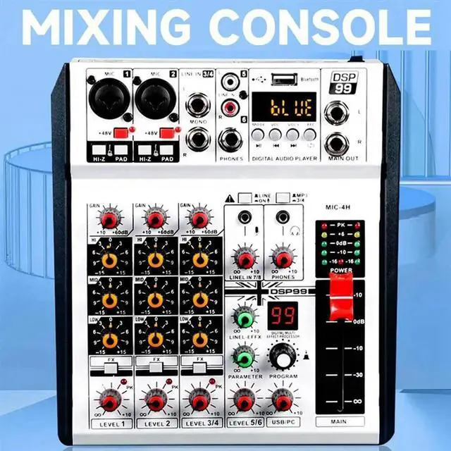 Alt view image 3 of 4 - Professional Digital 4 Channel Audio Mixer Sound Mixing Console Stereo Mixers Fordj Recording Karaoke Bar US Plug