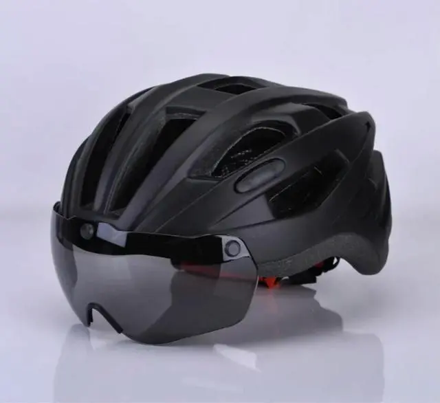 Alt view image 3 of 3 - Stylish Cycling Triathlon Safe Taillight Helmet with Magnetic Goggles Road Bike Helmet