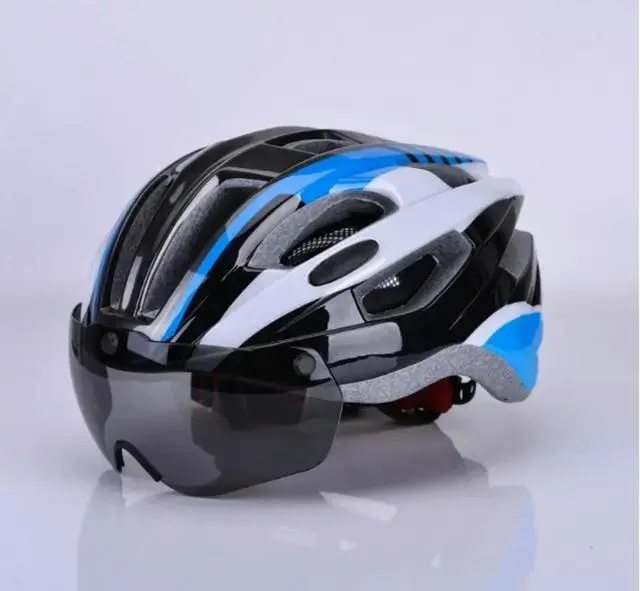 Alt view image 2 of 3 - Stylish Cycling Triathlon Safe Taillight Helmet with Magnetic Goggles Road Bike Helmet