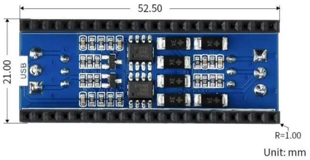 Alt view image 3 of 4 - Pico-2CH-RS485, 2-Channel RS485 Module For Raspberry Pi Pico, SP3485 Transceiver, UART To RS485, Standard Pi Pico Header