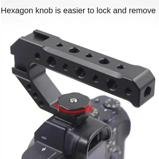 Main image of Universal DSLR Camera Rig Top Handle Three Cold Shoe Adapter Mount For LED Light Microphone Metal Cheese Handle Grip Durab