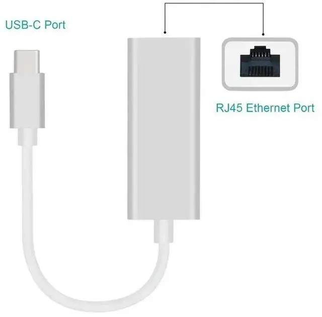 Alt view image 3 of 3 - 10M/100M/1000M Gigabit Ethernet Type C To RJ45 Network Card Lan Adapter for MacBook Pro ChromeBook USB C Aluminum Alloy