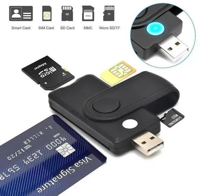 Alt view image 3 of 3 - External Card Reader Connector Adapter, Smart Card Reader (All - in - One USB2.0), SIM SD TF ID IC