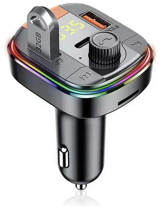 Main image of Bluetooth 5.0 FM Transmitter Car MP3 Player, Dual USB PD18W+QC3.0 Fast Charger, One Key Bass, Handsfree U Disk Music Play