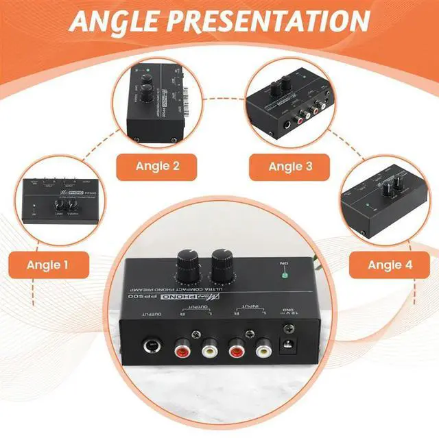 Alt view image 2 of 3 - Ultra-Compact Phono Preamp PP500 With Bass Treble Balance Volume Adjustment Pre-Amp Turntable Preamplificador US Plug