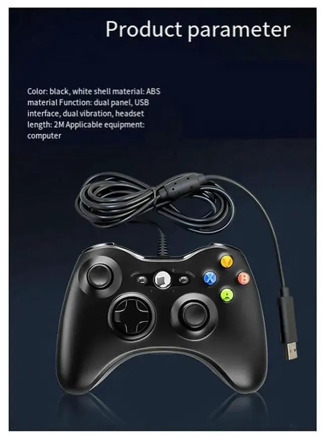 Alt view image 2 of 3 - USB Wired Game Pad Joypad Gamepad Controller with Earphone Hole for Game System PC/ Xbox360 B Rich
