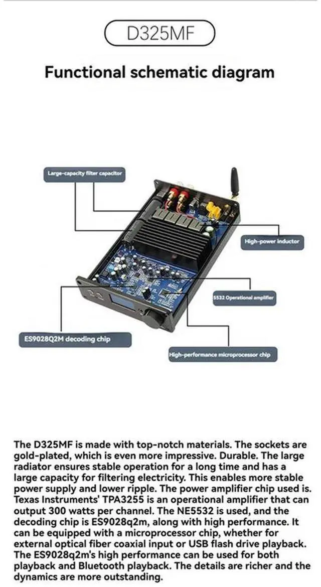 Alt view image 3 of 4 - Decoding And Playback Digital Amplifier High-Power TPA3255 Digital Power Audio Amplifier Module