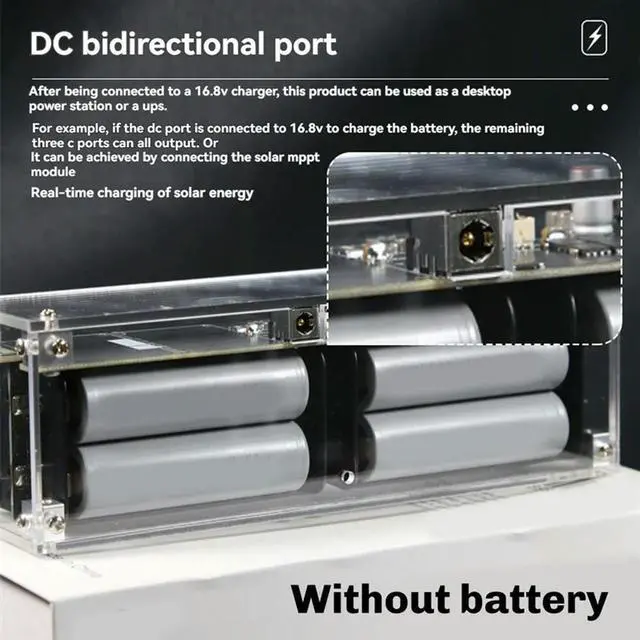 Alt view image 2 of 4 - Power Bank Case 8Cell 340W 1.54Inch IPS Color Screen DC UPS LED Fast Charging For Phone Laptop