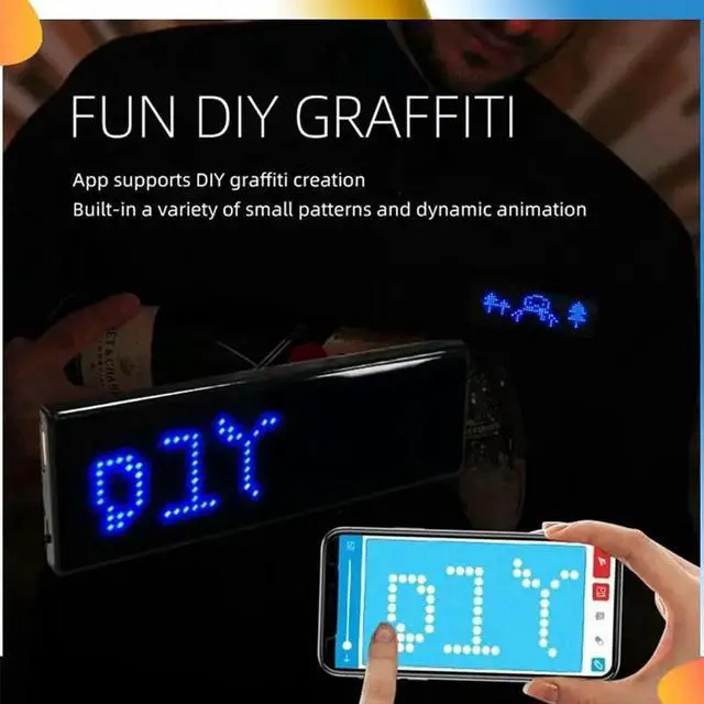 Alt view image 4 of 4 - Multilingual LED Digital Badge USB Rechargeable DIY Programmable Text Name Badge Scrolling Tag Sign Module Display