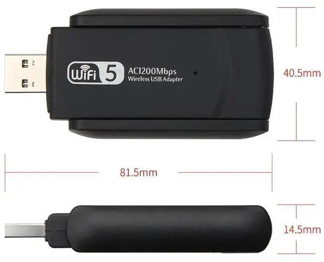 Alt view image 2 of 3 - Dual Band 5GHz 2.4Ghz 802.11AC Wifi Antenna Dongle Network Card for Laptop Desktop USB 3.0 1200Mbps Wifi Adapter