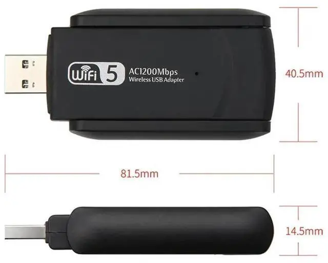 Alt view image 3 of 3 - Dual Band 2.4Ghz 5.8GHz 802.11AC Wifi Adapter 1200Mbps USB 3.0 Antenna Dongle Network Card for Laptop Desktop