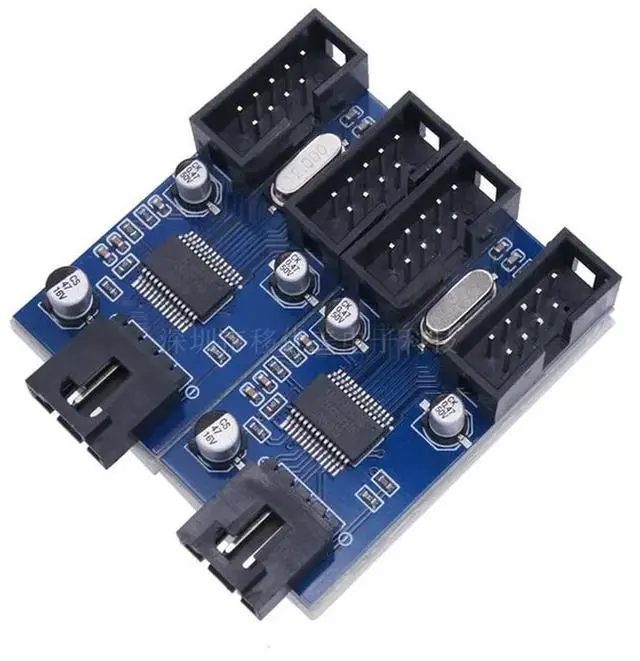 Alt view image 2 of 3 - 9-Pin USB 2.0 Connector Adapter Port 9pin USB Header Male 1 to 4 Female Extension Cable Card Desktop USB HUB Multilier