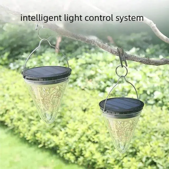 Alt view image 3 of 3 - Solar Bottle Lamp Clamp Hanging Lamp Outdoor Waterproof Balcony Terrace Garden Tree Light String Chandelier Glass Crack Lamp