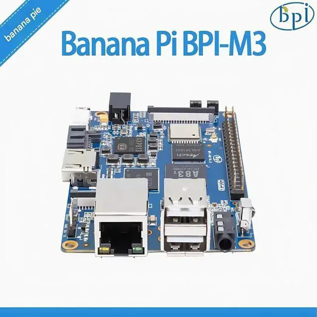Main image of Banana Pi BPI-M3 single board computer adopts Allwinner A83T 8-core chip design, with 2G RAM and 8G eMMC on board
