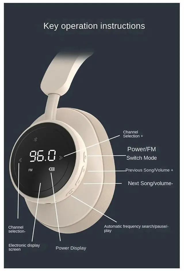 Alt view image 2 of 3 - Wireless Headset Headphone with Mic Foldable over Ear Bluetooth 5.3 Earphone Support TF Card FM Radio Black Rich