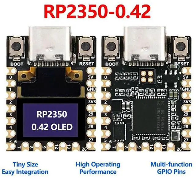 Alt view image 4 of 4 - RISC-V RP2350 Mini Development Board Featuring 0.42 Inch OLED Display Low Power Design