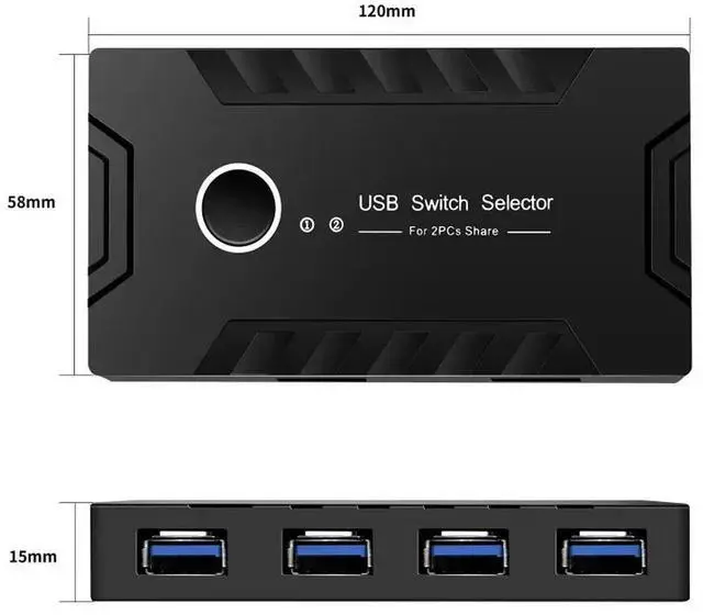 Main image of USB Switch for 2 PCs Sharing 4 Devices, USB 3.0 2.0 KVM Switch, 10 PC Keyboard Mouse Printer Sharing
