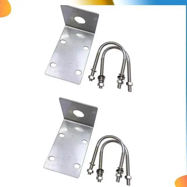 Alt view image 3 of 4 - 2X Stainless Steel Antenna Mount Bracket With U Style Bolts For Ham UHF VHF CB Cellular Trucker Antenna Use Accepted