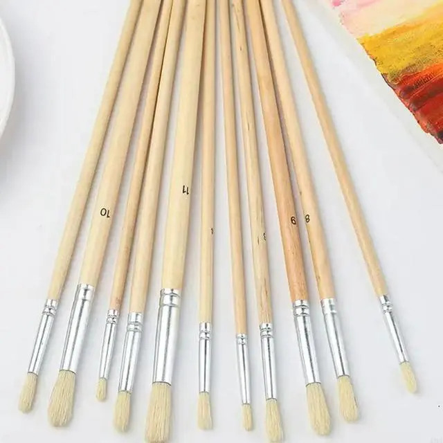 Alt view image 2 of 4 - 12 Pieces Professional Oil Paintbrush Artist Paint Brush Round Tip, for Beginner Watercolor Gouache Painting Art Project