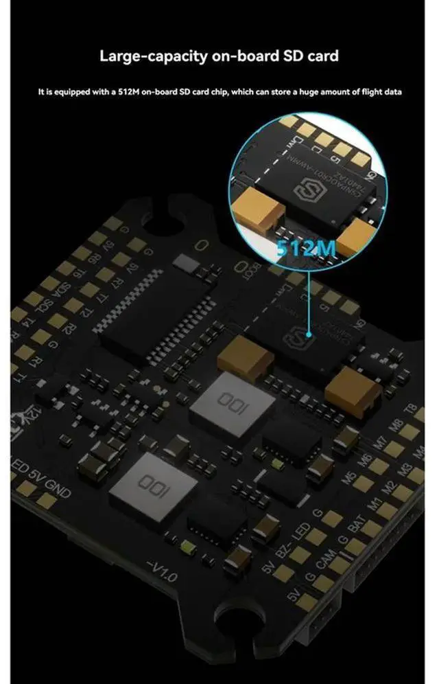 Alt view image 4 of 4 - FPV Drone ESC With Dual Gyroscope 8Bit 60A TAKER F745 BT 60A 4-In-1 FPV Stack 512MB Black Box 30.5X30.5Mm For RC