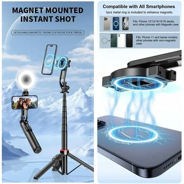 Alt view image 3 of 3 - Mobile Phone Selfie Stick Mobile Phone Tripod Portable Photo Fill Light Tool For Live Shooting And Travel