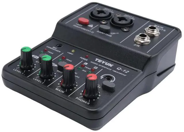 Main image of TEYUN Q-12 Sound Card Audio Mixer Sound Board Console Desk System Interface 4 Channel 48V Power Stereo Computer Sound Ca Rich