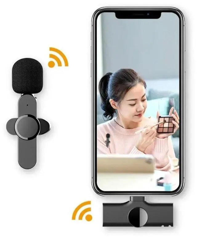 Alt view image 2 of 3 - 2.4GHz Mini Lavalier Noise Reduction Interview Mic for IOS and Type - C Smartphone Recording Wireless Microphone