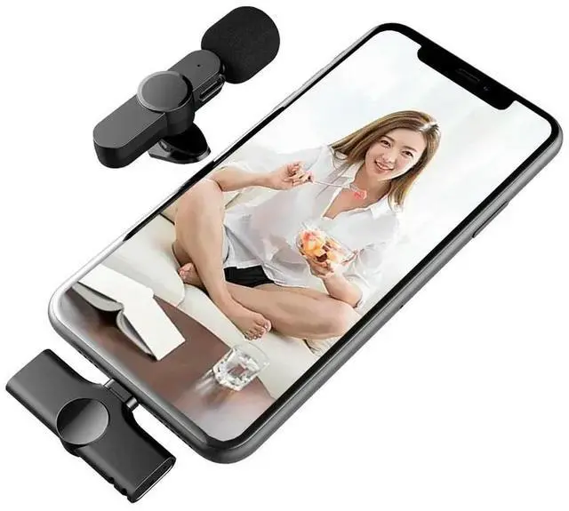 Alt view image 3 of 3 - 2.4GHz Mini Lavalier Noise Reduction Interview Mic for IOS and Type - C Smartphone Recording Wireless Microphone