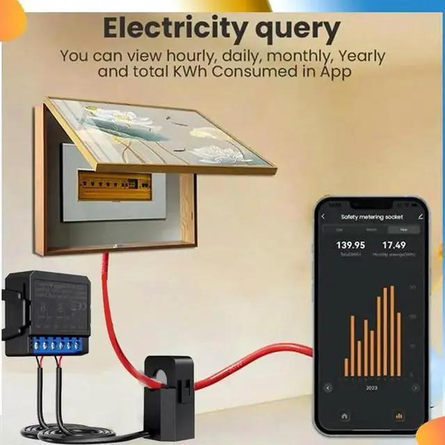 Main image of Tuya 2 Gang Energy Meter Kwh Power Production Consumption Bidirectional Monitoring Meter