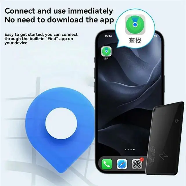 Main image of 2Pcs Wireless Charging Tracking Location Mini Wallet Tracker Card Waterproof GPS Locator Work For Find My Tracker