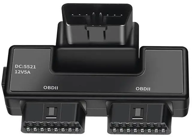 Alt view image 3 of 3 - OBD2 OBDII Full 16 Pin Male to 2 Female Splitter Converter Adapter Diagnostic Tool Extender DC Port Interface Power Supply