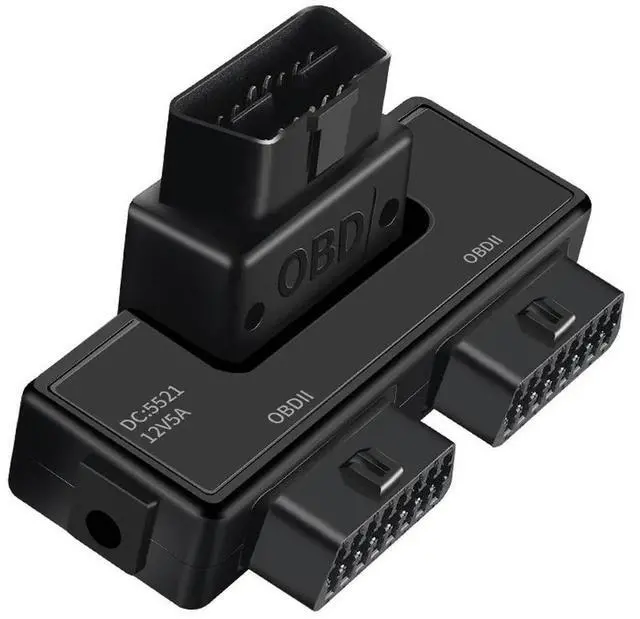 Alt view image 2 of 3 - OBD2 OBDII Full 16 Pin Male to 2 Female Splitter Converter Adapter Diagnostic Tool Extender DC Port Interface Power Supply
