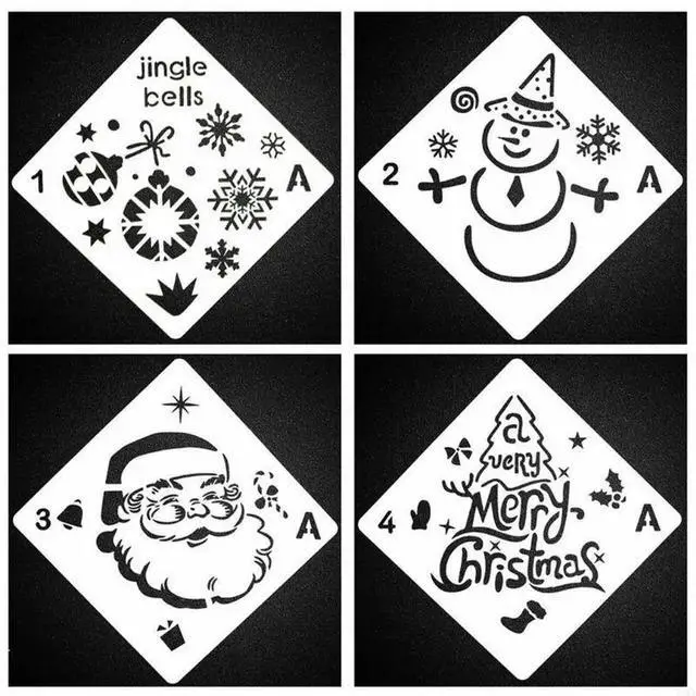 Alt view image 4 of 4 - 16pcs/set Christmas Stencils Templates DIY Painting Scrapbook Stamp Album Emboss