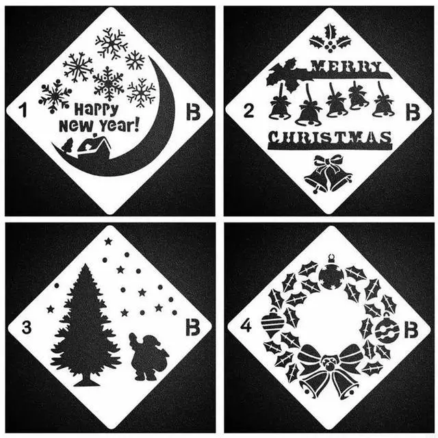Alt view image 3 of 4 - 16pcs/set Christmas Stencils Templates DIY Painting Scrapbook Stamp Album Emboss