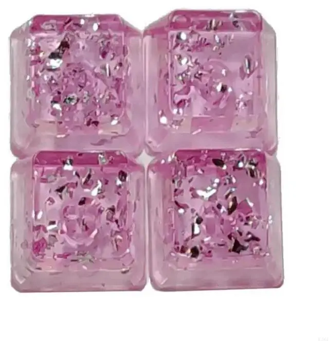 Main image of Backlit Keycap Resin Personality Transparent Silver Foil OEM Height Pink Keycap for Gaming Keyboard