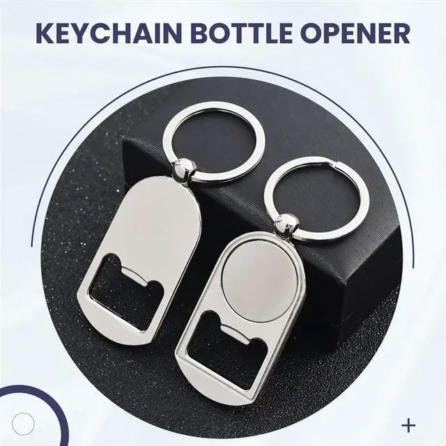 Alt view image 4 of 4 - 10 Pcs Sublimation Blank Keychain l Bottle Opener Blank Key Ring Heat Transfer Rectangular Sublimation Keychain