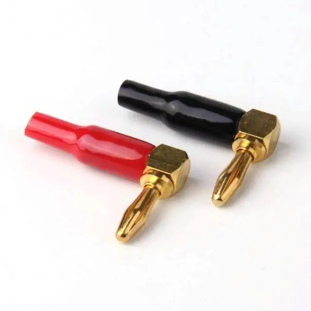 Alt view image 3 of 3 - 16Pcs 4Mm Banana Plug Speaker Wires Connector Adapter 24K Gold Plated Screw Type Pure Copper Right Angle Banana Pl
