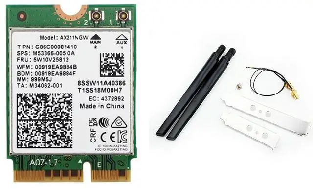 Main image of AX211NGW+Dual Antenna 6E M.2 Key E CNVio2 2.4Ghz/5Ghz Wireless Network Card 802.11Ac Bluetooth 5.2 Adapter