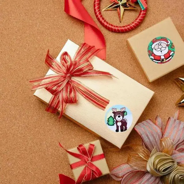Alt view image 4 of 4 - 3 Rolls Round els Christmas Stickers Christmas els Self-Adhesive Stickers