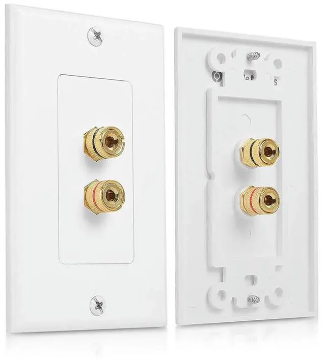 Alt view image 2 of 3 - 2Pcs Speaker Wall Plate Home Theater Wall Plate Audio Panel - 8 Posts For 4 Speakers & 2 Posts For 1 Speakers