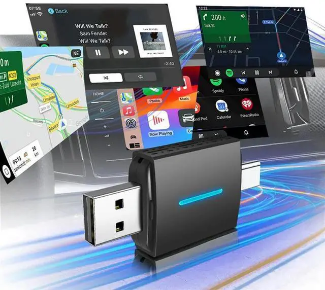 Alt view image 2 of 4 - 2 In 1 Carplay Wireless Adapter Wired To Wireless Carplay Box Car Interconnection Box Car Wireless Adapter Plug And Play