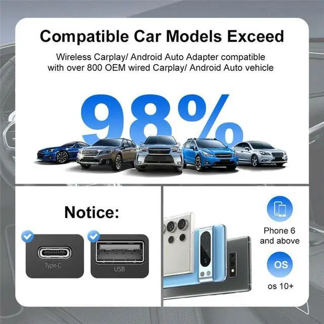 Alt view image 4 of 4 - 2 In 1 Carplay Wireless Adapter Wired To Wireless Carplay Box Car Interconnection Box Car Wireless Adapter Plug And Play